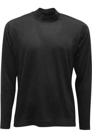 MAZZARELLI Tops, Heren, Zwart, S, Wol, Hoge hals wollen trui Marrakech stijl