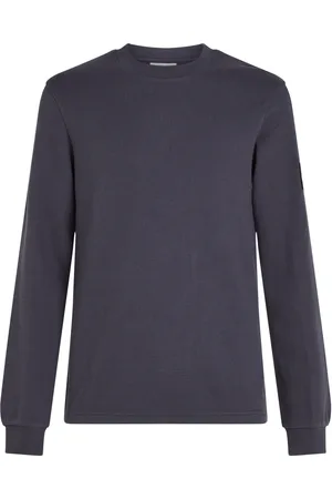 Calvin Klein Truien, Heren, Blauw, M, Katoen, Katoenen Longsleeve T-shirt