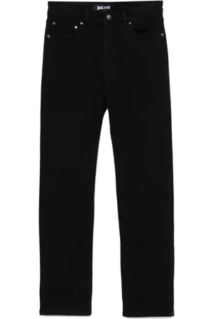 Roberto Cavalli Jeans, Heren, Zwart, W31, Zwarte Broek met Voorknop