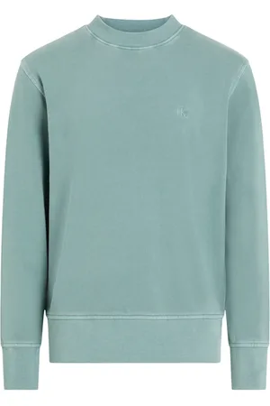 Calvin Klein Sweatshirts & Hoodies, Heren, Blauw, S, Katoen, Katoenen Crewneck Sweatshirt met Logo