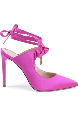 DEE OCLEPPO Schoenen, Dames, Roze, 37 1/2 EU, Satijn, Satin Strik Hiel Muiltje