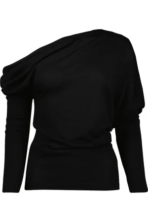 Moschino Tops, Dames, Zwart, S, Wol, Gedrapeerd Wollen Trui