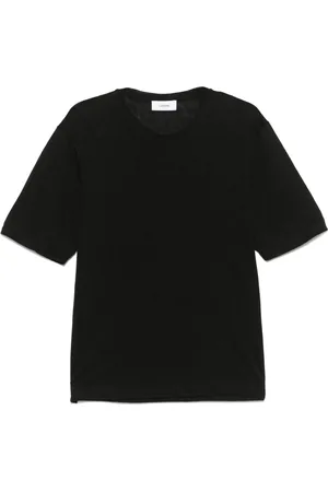 LARDINI Tops, Heren, Zwart, 2Xl, Linnen, Linnen T-shirt Made in Italy