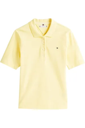 Tommy Hilfiger Tops, Dames, Geel, L, Citronella Pique Polo 1985 Stijl
