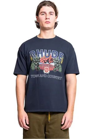 Rhude Tops, Heren, Veelkleurig, L, Vintage Zwart Town and Country Tee