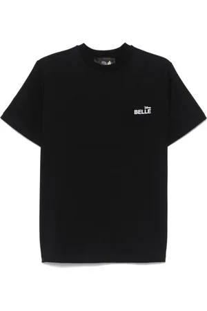 COPERNI Tops, Dames, Zwart, M, Zwart Crew Neck Logo Print Top