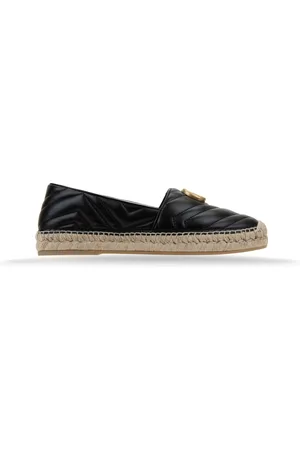 Gucci Schoenen, Dames, Zwart, 39 EU, Leer, Slip-On Espadrilles met Merkinitialen