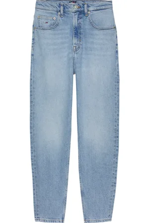 Tommy Hilfiger Jeans, Dames, Blauw, W30, Katoen, Hoge taille taps toelopende mom jeans