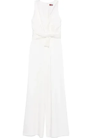 Max Mara Jumpsuits & Playsuits, Dames, Wit, M, Witte Cady Jumpsuit met Couture Strik