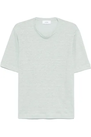 LARDINI Tops, Heren, Groen, M, Linnen, Linnen T-shirt Gemaakt in Italië