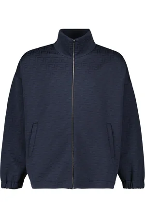 Fendi Jassen, Heren, Blauw, M, Katoen, Monogram FF Navy Lentejas