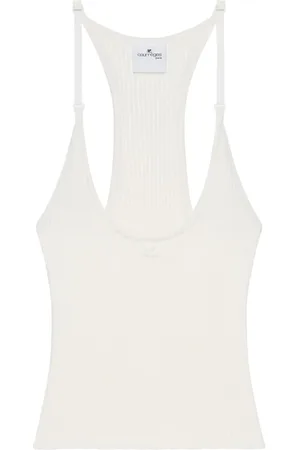 Courrèges Tops, Dames, Wit, M, Witte Top met Scoop Neck en Mouwloos