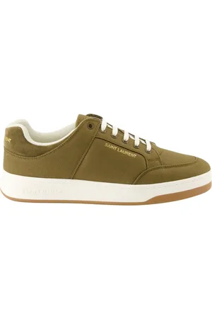Saint Laurent Schoenen, Heren, Groen, 44 EU, Leer, Groen Khaki Leren en Canvas Manden