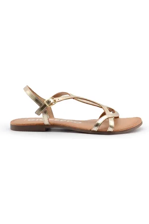Gioseppo Schoenen, Dames, Geel, 40 EU, Leer, Gouden leren enkelband sandalen