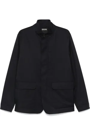 Ermenegildo Zegna Jassen, Heren, Blauw, L, Polyester, Polyester Field Jacket met knoopsluiting