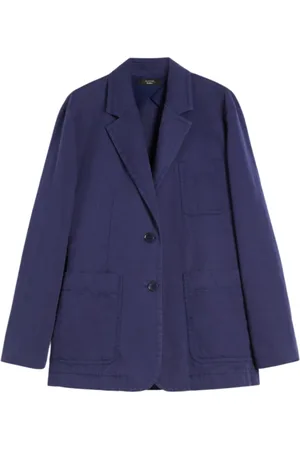 Max Mara Jassen, Dames, Blauw, 2Xs, Katoen, Relaxed fit katoen linnen jas