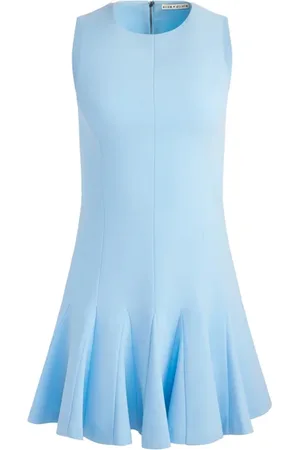 ALICE+OLIVIA Kleedjes, Dames, Blauw, L, Wijdvallende Geplooide Mouwloze Jurk