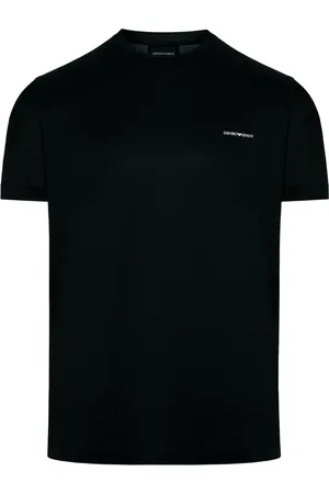 Emporio Armani Tops, Heren, Zwart, M, Katoen, Lyocell Katoenen T-shirt
