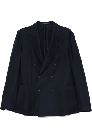 TAGLIATORE Jassen, Heren, Blauw, M, Wol, Dubbelrijige gemengde wollen blazer