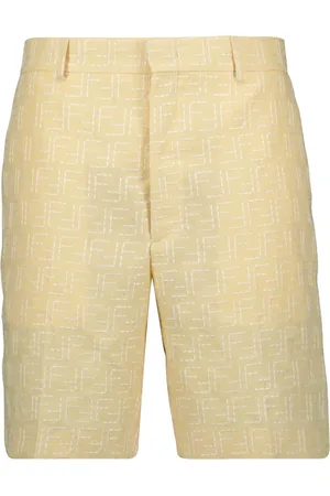 Fendi Korte broeken, Heren, Geel, M, Linnen, Gele Linnen Shorts Lente-Zomer 2025