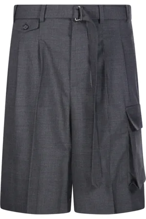 DUNST Korte broeken, Heren, Grijs, L, Wol, Antracietgrijze Multipocket Bermuda Shorts