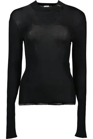 Saint Laurent Truien, Dames, Zwart, S, Wol, Zwarte Wollen Trui Lente-Zomer 2025