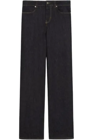 Max Mara Jeans, Dames, Blauw, M, Katoen, Blauwe Straight Leg Jeans met Zakken