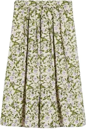 Max Mara Rokken, Dames, Groen, M, Katoen, Katoenen Longuette Rok