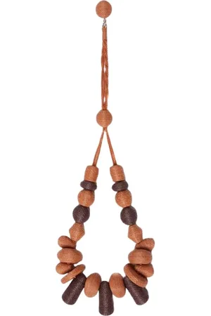 Max Mara Accessoires, Dames, Bruin, ONE Size, Stro geometrische ketting