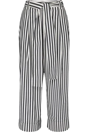 Twin-Set Broeken, Dames, Veelkleurig, S, Polyester, Gestreepte Cropped Broek met Riem