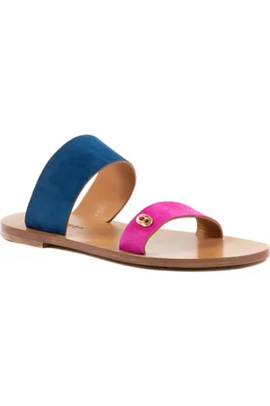 DEE OCLEPPO Schoenen, Dames, Veelkleurig, 37 1/2 EU, Leer, Suede Platte Sandalen Elegant Comfortabel
