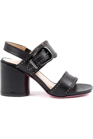 DEE OCLEPPO Schoenen, Dames, Zwart, 40 EU, Leer, Zwarte Leren Sandalen met 8 cm Hak