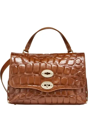 Zanellato Tassen, Dames, Bruin, ONE Size, Leer, Schoudertas met krokodilleneffect