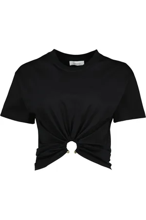 Paco rabanne Tops, Dames, Zwart, L, Katoen, Zwarte T-shirt Lente-Zomer 2025 Vrouwen