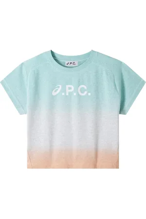 A.P.C. Tops, Dames, Groen, M, Katoen, Groen Multicolor Crewneck T-shirt Logo