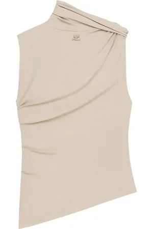 Courrèges Tops, Dames, , M, Logo Patch Asymmetrische Mouwloze Top
