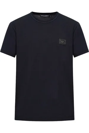 Dolce & Gabbana Tops, Heren, Blauw, M, Katoen, T-shirt met logo
