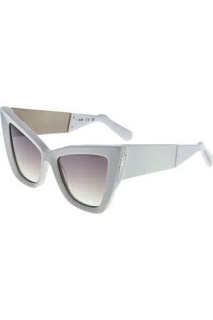 GCDS Accessoires, Dames, , ONE Size, Witte Cat Eye Zonnebril Bruin Gespiegeld