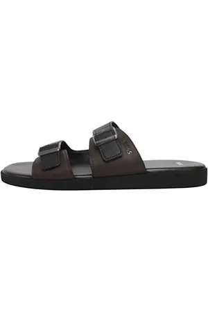 HUGO BOSS Schoenen, Heren, Zwart, 41 EU, Polyester, Heren Slider Sandalen met Dubbele Banden