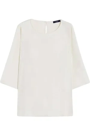 Max Mara Blouses & Shirts, Dames, Wit, XS, Zijden en jersey blouse