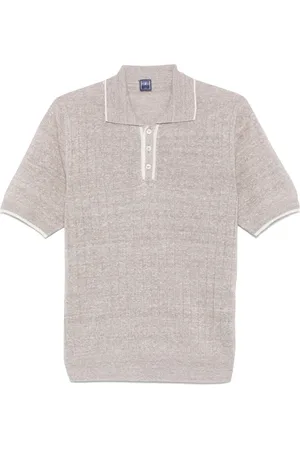 FEDELI Truien, Heren, , XL, Katoen, Gebreide Polo Shirt Linnen Katoen Mix