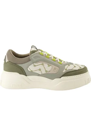 Fendi Schoenen, Heren, Groen, 40 EU, Leer, Bicolor Leren Sneakers Lente-Zomer 2025