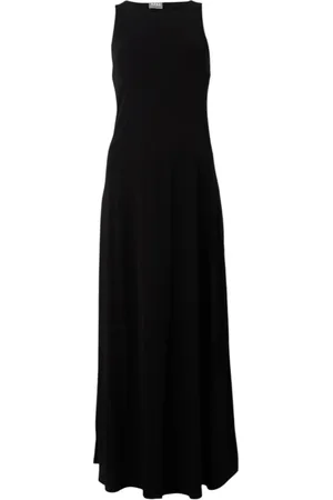 Max Mara Kleedjes, Dames, Zwart, L, Gedessineerde Viscose Mouwloze Jurk