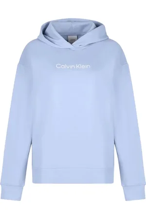 Calvin Klein Sweatshirts & Hoodies, Dames, Blauw, S, Katoen, Logo Hoodie in Katoenspons