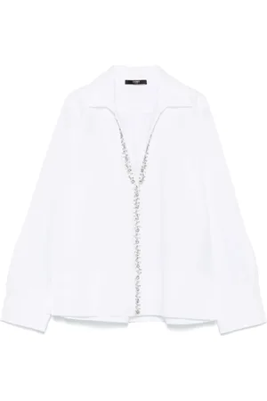 SEVENTY BY SERGIO TEGON Blouses & Shirts, Dames, Wit, S, Witte V-hals shirt met knoopmanchetten