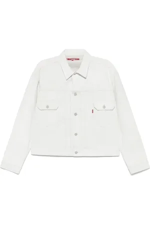 JUNYA WATANABE Jassen, Heren, Wit, L, Witte Knoopsluiting Jas met Zakken
