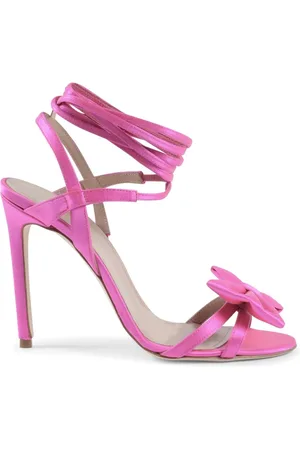 DEE OCLEPPO Schoenen, Dames, Roze, 35 EU, Satijn, Romantische Satijnen Enkellus Sandaal