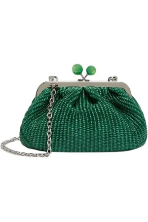 Max Mara Tassen, Dames, Groen, ONE Size, Rafia Effect Kleine Pasticcino Tas