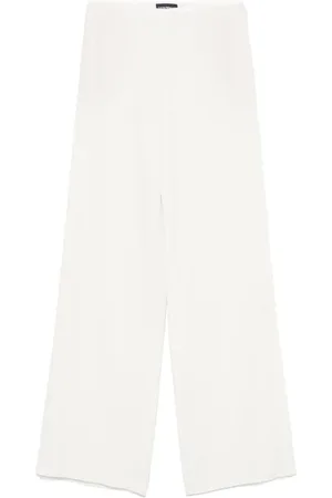 Emporio Armani Broeken, Dames, Wit, M, Hoge taille witte palazzo broek
