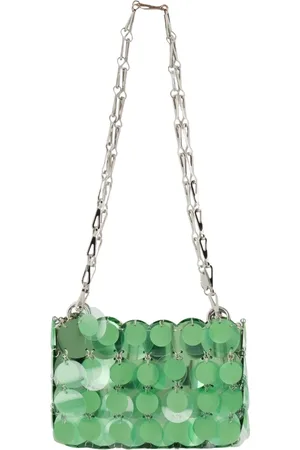 Paco rabanne Tassen, Dames, Groen, ONE Size, Polyester, Sparkle Disc Tas Groen Zilver